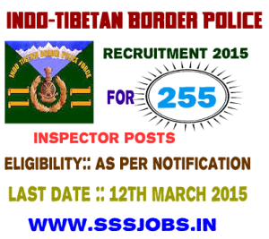 ITBP Recruitment 2015 for 255 Inspector Posts