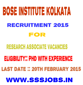Bose Institute Kolkata Recruitment 2015 for RA Posts
