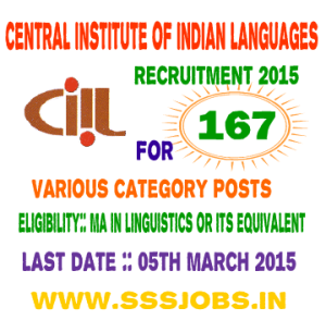 Central Institute of Indian Languages Recruitment 2015 for 167 Posts