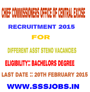 Chief Commissioners Office of Central Excise Recruitment 2015