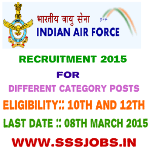 Indian Air Force Recruitment 2015 for Various Posts Vacancies