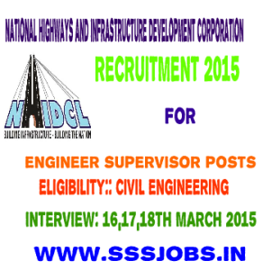 NHIDCL Recruitment 2015 for 40 Engineer Supervisor Posts