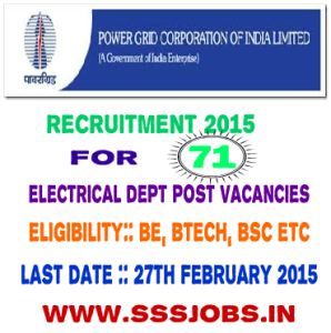 PGCIL Recruitment 2015 for 71 Electrical Dept Post Vacancies