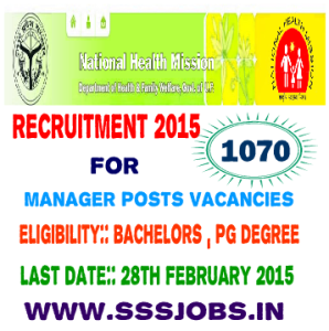UP NRHM Recruitment 2015 for 1070 Manager posts Vacancies