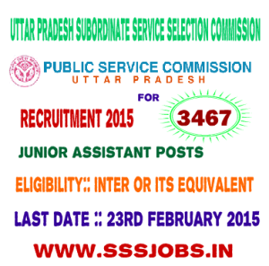 UPSSSC Recruitment 2015 for 3467 Junior Assistant Posts