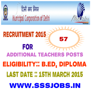 Municipal Corporation of Delhi Recruitment 2015 for 57 Vacant Posts