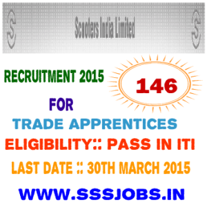 Scooters India Limited Recruitment Notification 2015 for 146 Posts