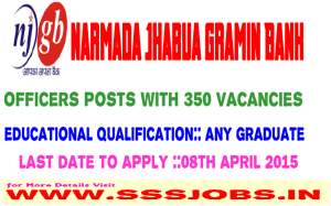 Narmada Jhabua Gramin Bank Recruitment 2015 for 350 Officers Posts