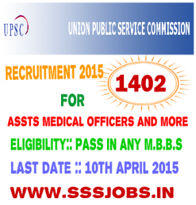 Union Public Service Commission Recruitment 2015 for 1402 Posts