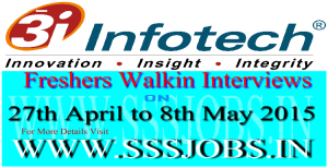 3i Infotech Freshers Walkin Recruitment on 27th April to 8th May 2015