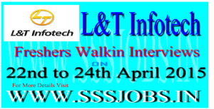 L&T Infotech Freshers Walkin Recruitment on 22nd to 24th April 2015