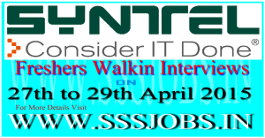 Syntel Freshers Mega Walkin Recruitment on 27th to 29th April 2015