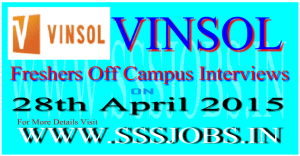 Vinsol Freshers Off Campus Recruitment on 28th April 2015