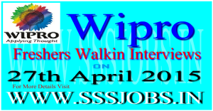 Wipro Freshers Mega Walkin Recruitment on 27th April 2015