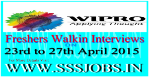 Wipro Freshers Multiple Walkins Recruitment on 23rd to 27th April 2015