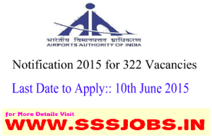 Airports Authority of India Notification 2015 for 322 Vacancies