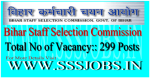 Bihar Staff Selection Commission Notification 2015 for 299 SI Vacancies