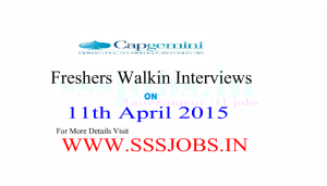 Capgemini Freshers Walkin for Recruitment on 11th April 2015