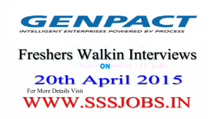 Genpact Freshers Walkin Recruitment on 20th April 2015