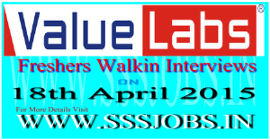 ValueLabs Freshers Walkin Recruitment on 18th April 2015