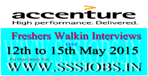 Accenture Freshers Walkin Recruitment on 12th to 15th May 2015