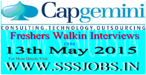 Capgemini Freshers Mega Walkin Recruitment on 13th May 2015