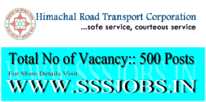 Himachal Road Transport Corporation Recruitment 2015 for 500 Posts