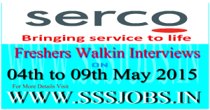 Serco Freshers Walkin Recruitment on 04th to 09th May 2015