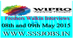 Wipro Freshers Walkin Recruitment on 08th and 09th May 2015